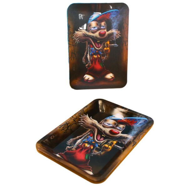 Magnet Top Small Metal Rolling Tray (Wavy R Rabbit)