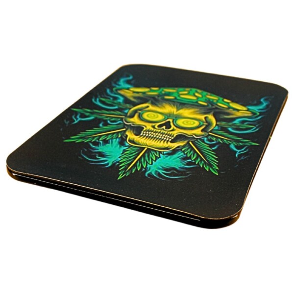 Magnet Top Small Metal Rolling Tray (Mushroom Skull) - Image 2