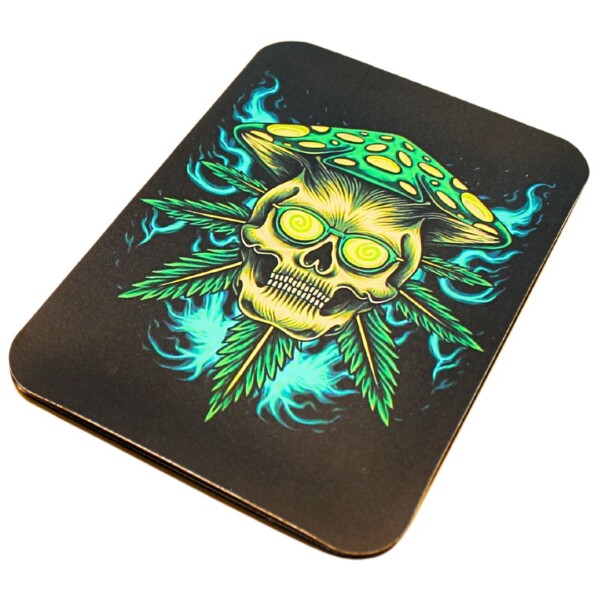 Magnet Top Small Metal Rolling Tray (Mushroom Skull) - Image 5