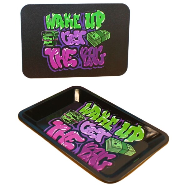 Magnet Top Small Metal Rolling Tray (Wake Up & Get The Bag)